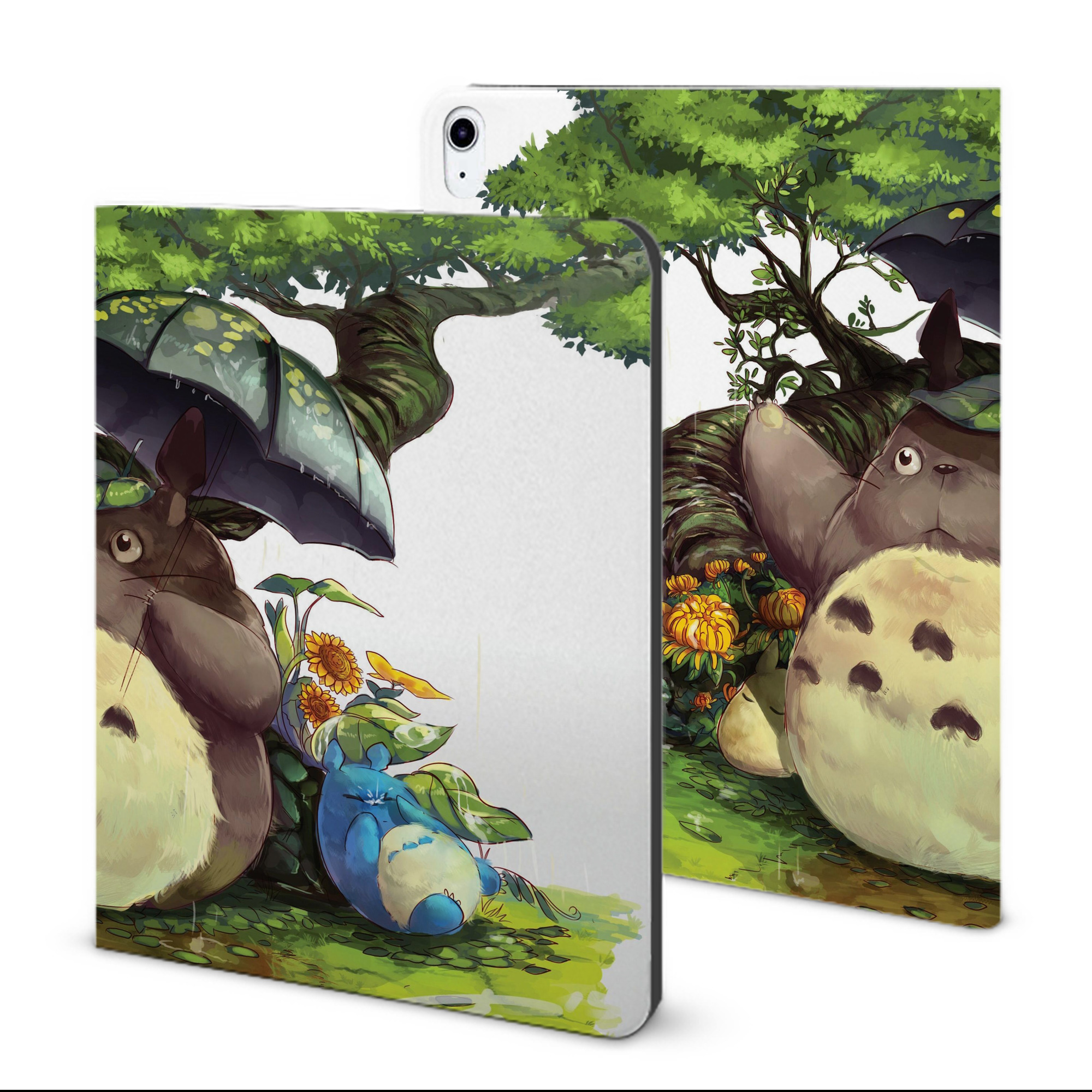 （画像用） となりのトトロ 草壁メイ 草壁サツキ My Neighbor Totoro Satsuki Kusakabe Mei Kusakabe IPad ケース ブック型 PUレザー TPU 耐衝撃 軽量 薄型 ペン収納なし 全面保護 IPad 各モデル対応